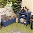 Furniture of America Azur Rattan 2pc Storage Bench and Serving Cart Set in Navy
