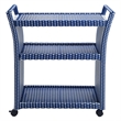 Furniture of America Azur Rattan 2pc Storage Bench and Serving Cart Set in Navy