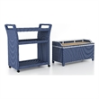 Furniture of America Azur Rattan 2pc Storage Bench and Serving Cart Set in Navy