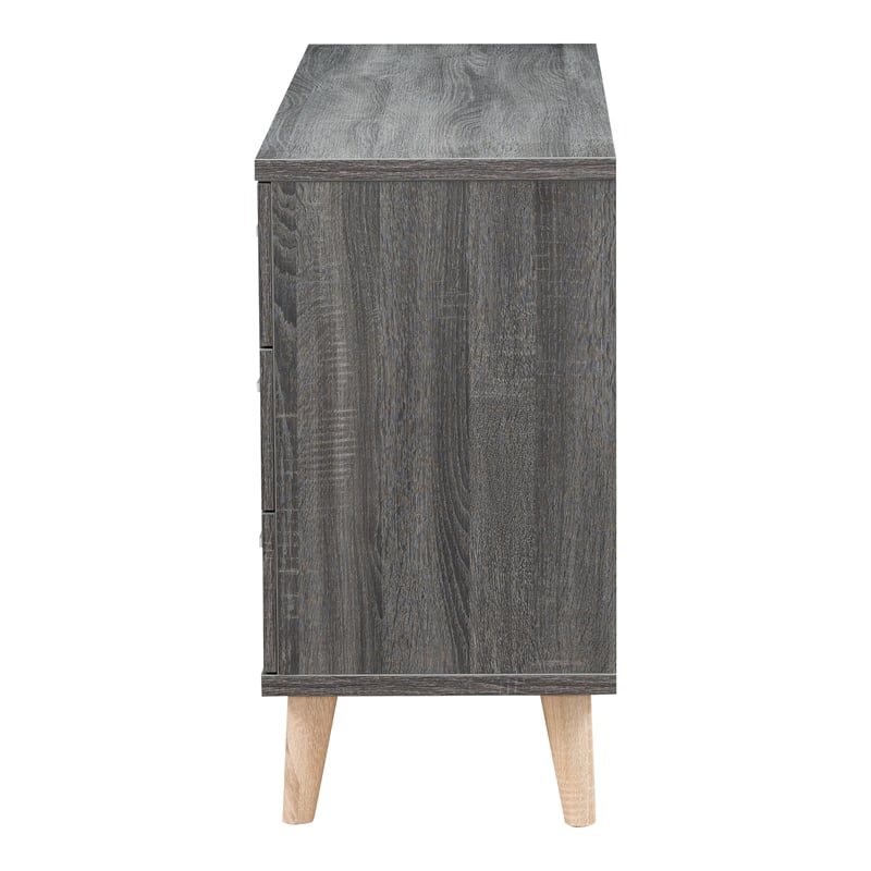 Furniture of America Pives Mid-Century Modern Wood 6-Drawer Dresser in Dark Gray