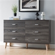 Furniture of America Pives Mid-Century Modern Wood 6-Drawer Dresser in Dark Gray