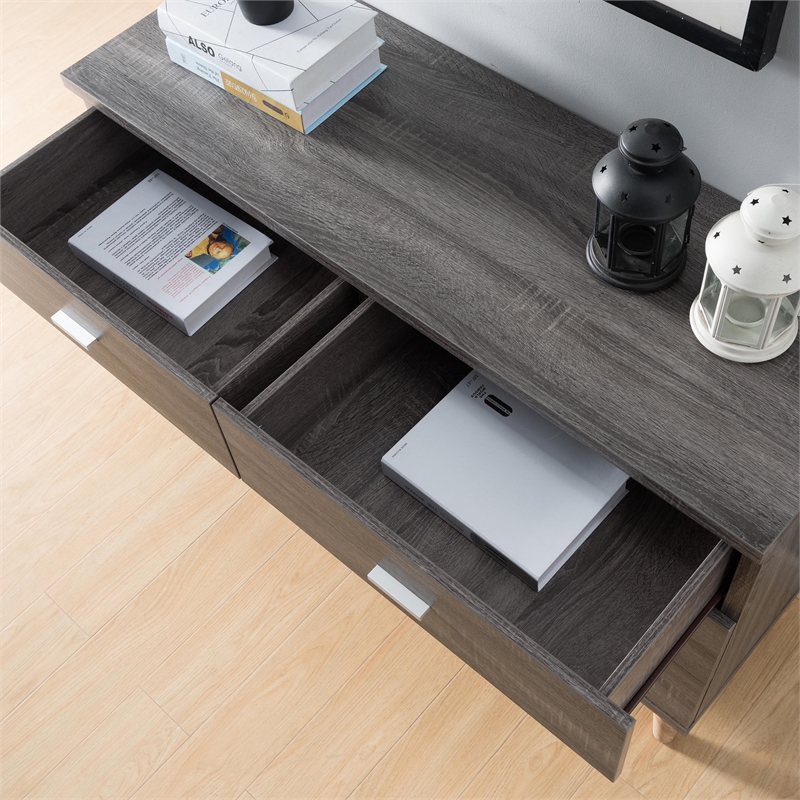 Furniture of America Pives Mid-Century Modern Wood 6-Drawer Dresser in Dark Gray