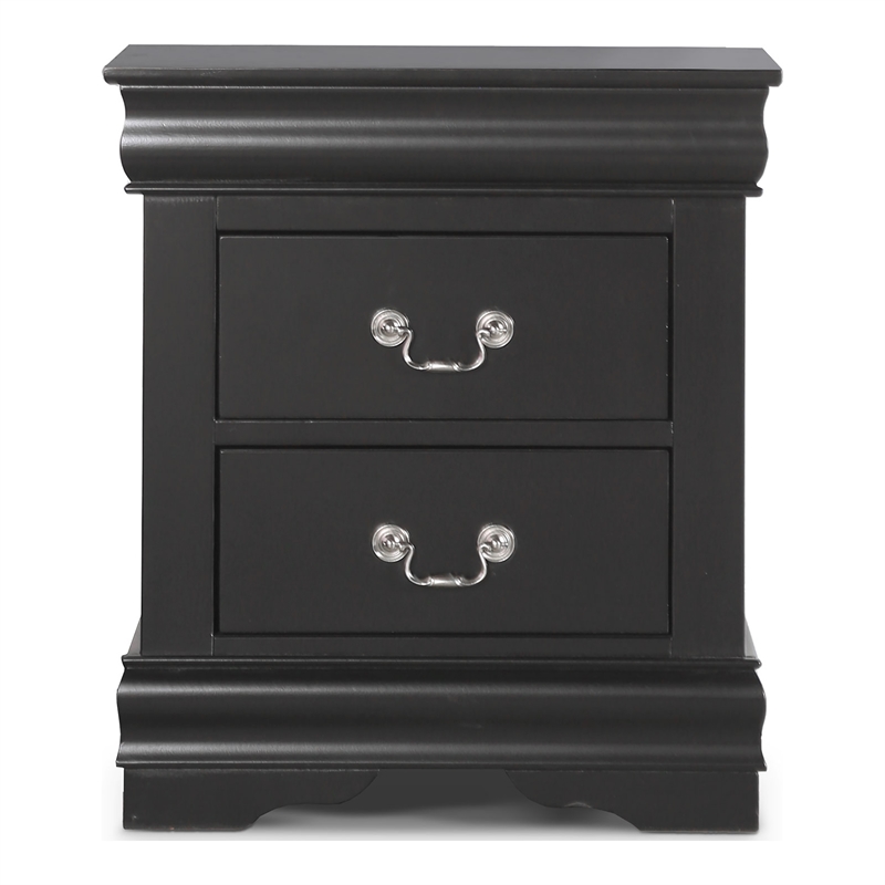 Furniture of America Toni Wood 2-Drawer Nightstand in Black (Set of 2)