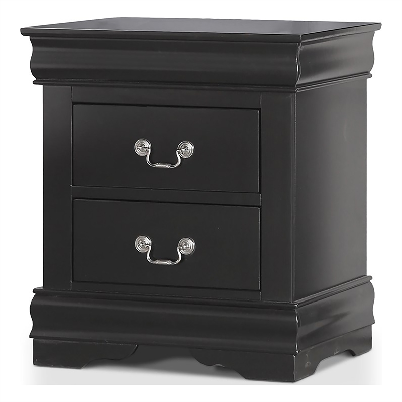 Furniture of America Toni Wood 2-Drawer Nightstand in Black (Set of 2)