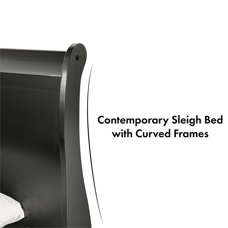 Furniture of America Toni Transitional Solid Wood Panel Twin Bed in Black