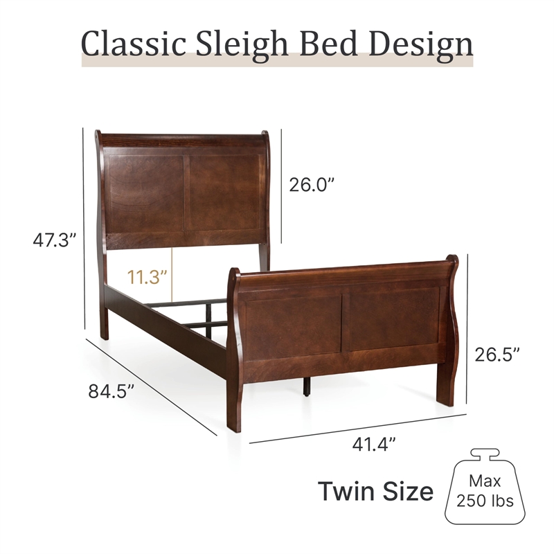 Furniture of America Toni Transitional Solid Wood Panel Twin Bed in Cherry
