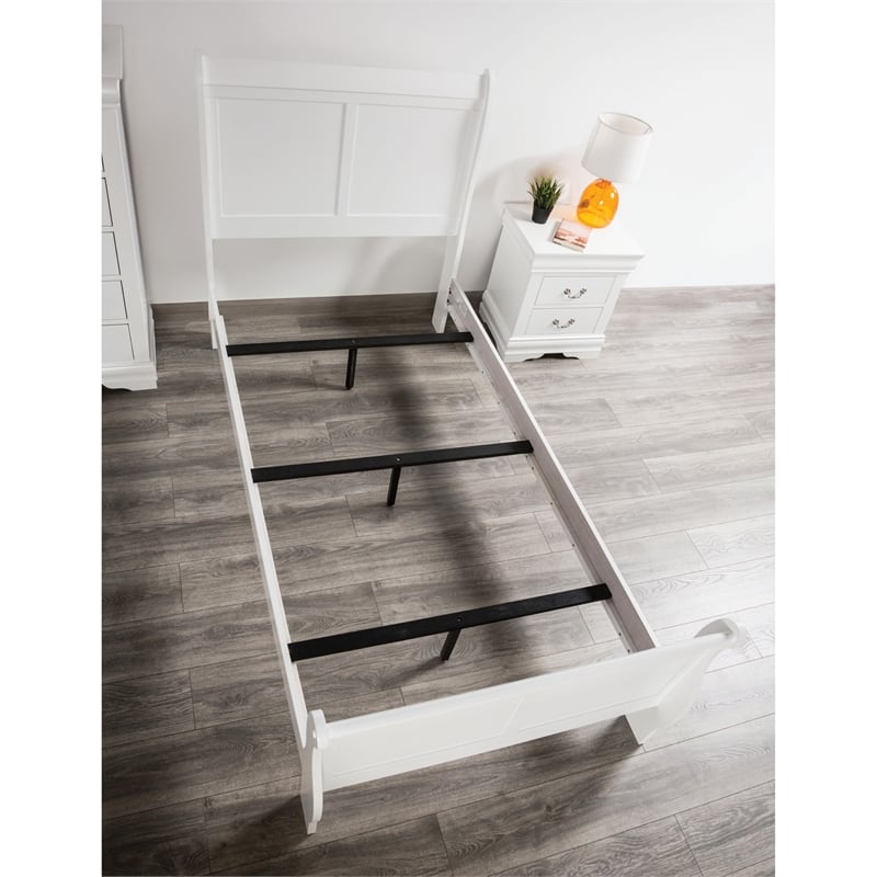 Furniture of America Toni Transitional Solid Wood Panel Twin Bed in White
