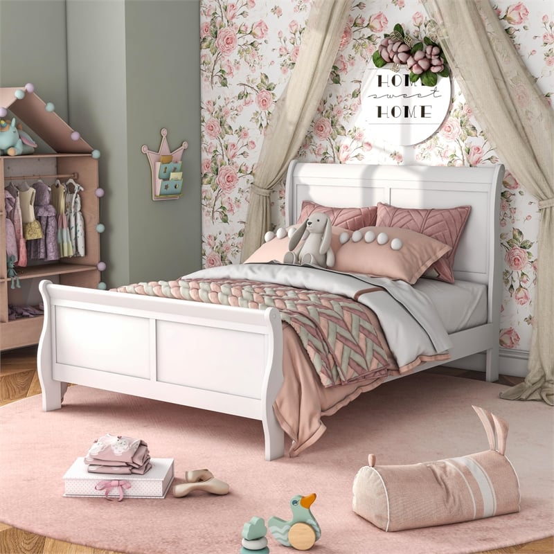 Furniture of America Toni Transitional Solid Wood Panel Twin Bed in White