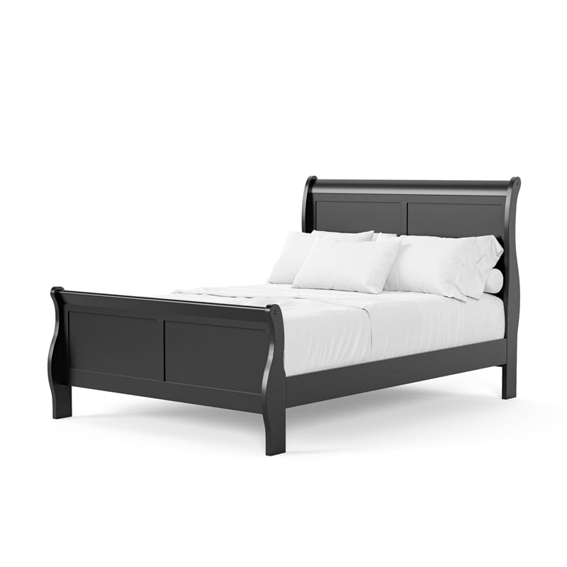 Furniture of America Toni Transitional Solid Wood Panel Full Bed in Black