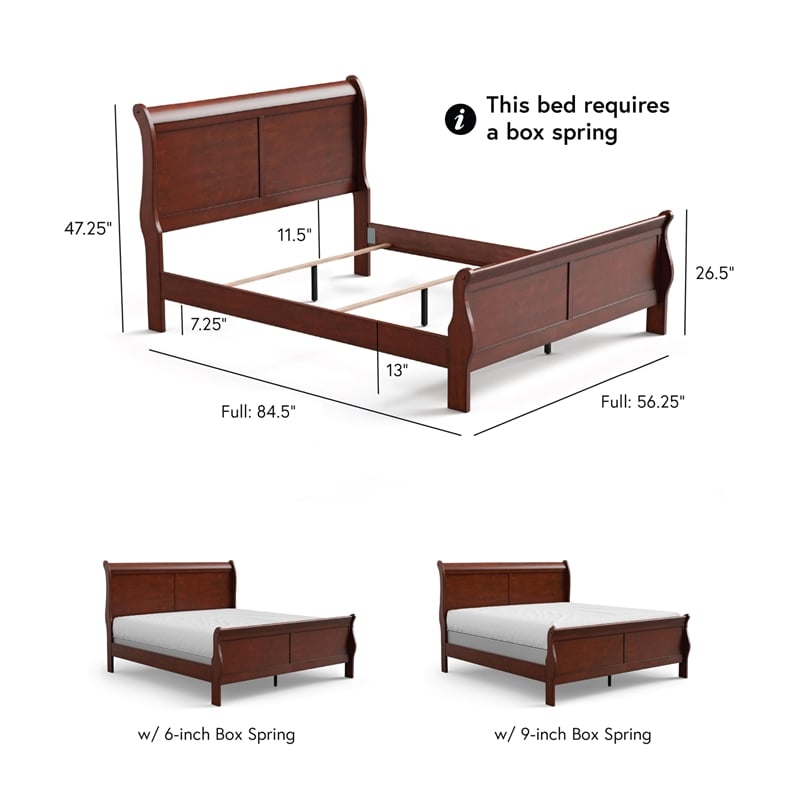 Furniture of America Toni Transitional Solid Wood Panel Full Bed in Cherry