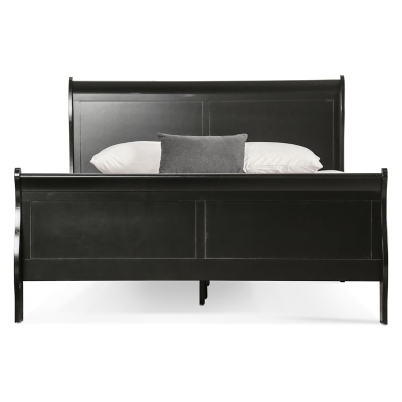 Furniture of America Toni Transitional Solid Wood Panel King Bed in Black