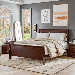 Furniture of America Toni Transitional Solid Wood Panel King Bed in Cherry