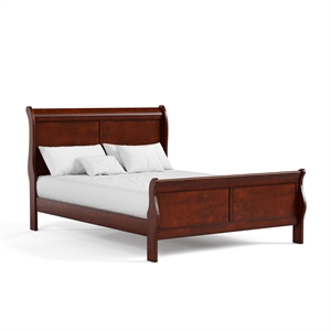 Furniture of America Toni Transitional Solid Wood Panel Queen Bed in Cherry