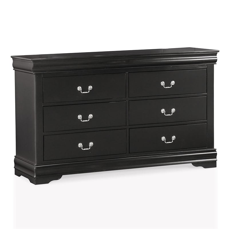 Furniture of America Toni Transitional Wood 6-Drawer Dresser in Black