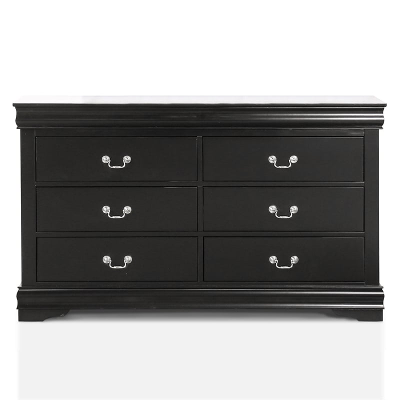 Furniture of America Toni Transitional Wood 6-Drawer Dresser in Black