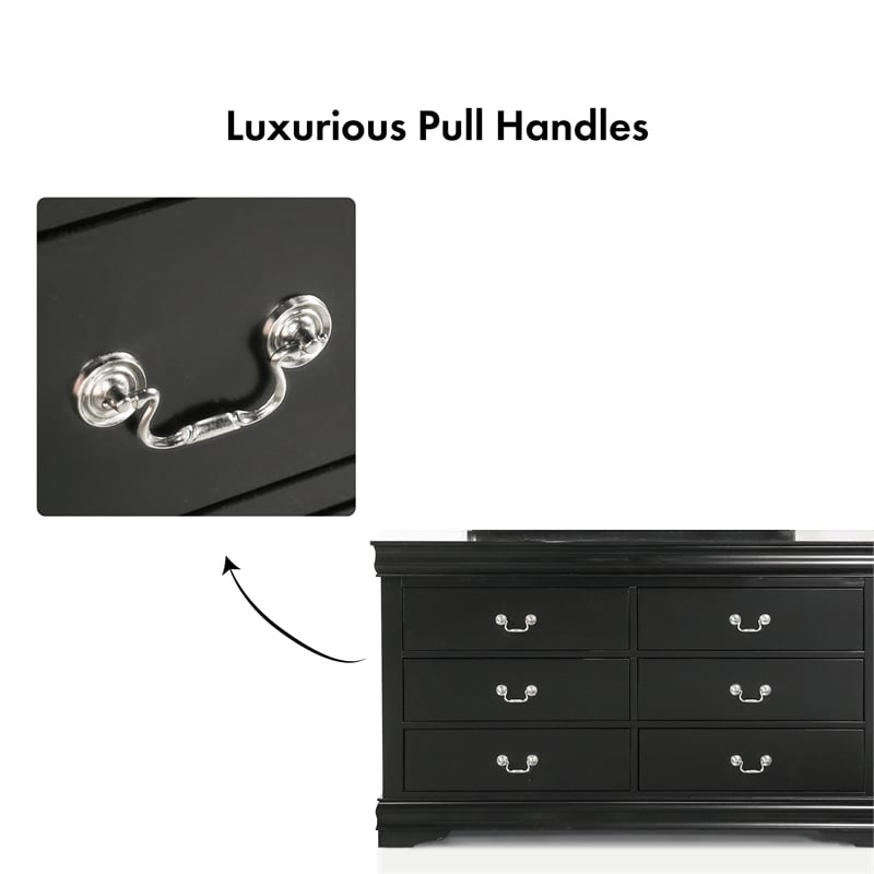 Furniture of America Toni Transitional Wood 6-Drawer Dresser in Black
