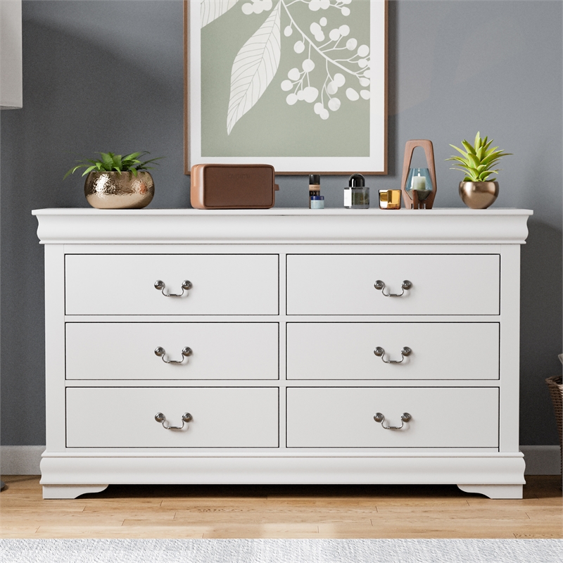 Furniture of America Toni Transitional Wood 6-Drawer Dresser in White