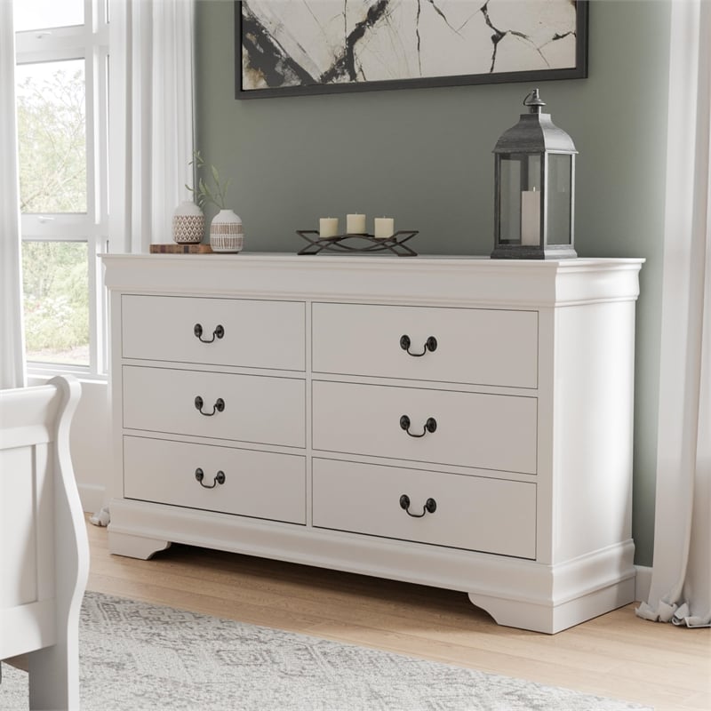 Furniture of America Toni Transitional Wood 6-Drawer Dresser in White