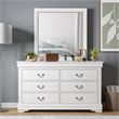 Furniture of America Toni Wood 6-Drawer Dresser with Mirror in White