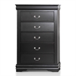 Furniture of America Toni Transitional Solid Wood 5-Drawer Chest in Black