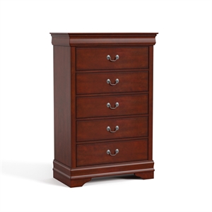 Furniture of America Toni Transitional Solid Wood 5-Drawer Chest in Cherry