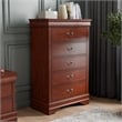 Furniture of America Toni Transitional Solid Wood 5-Drawer Chest in Cherry