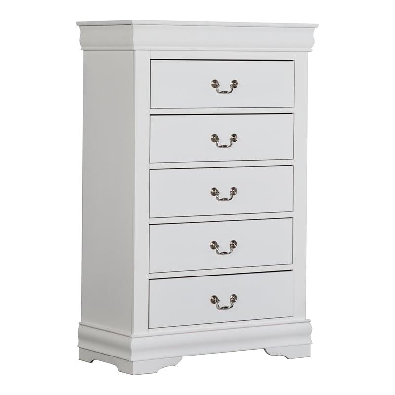 Furniture of America Toni Transitional Solid Wood 5-Drawer Chest in White