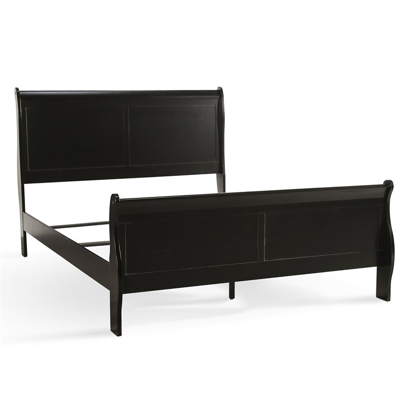 Furniture of America Toni Transitional Solid Wood Panel Queen Bed in Black