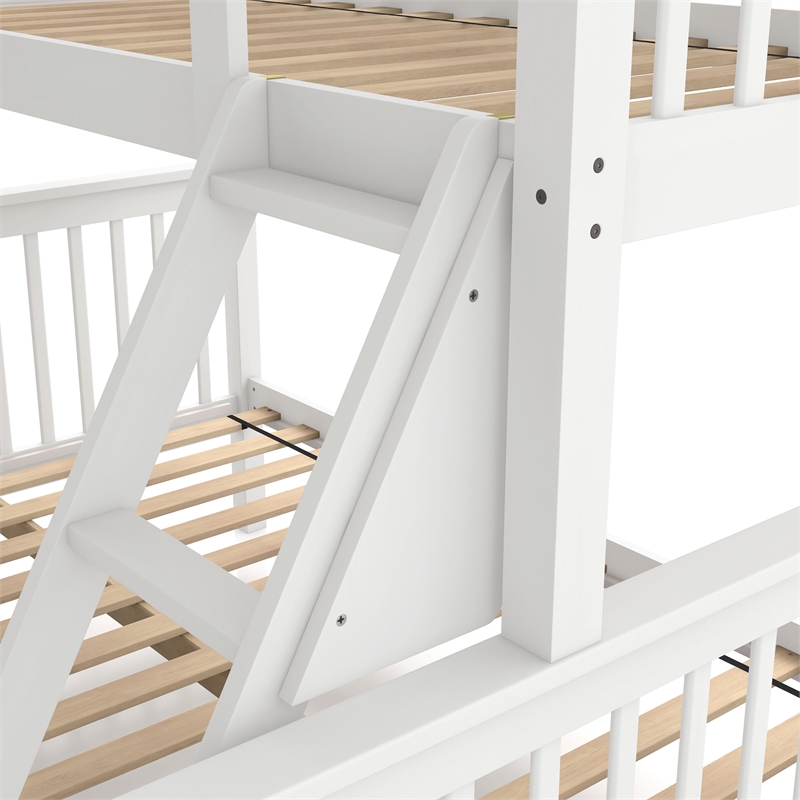 Furniture of America Tales Wood Twin over Full Bunk Bed with Ladder in White