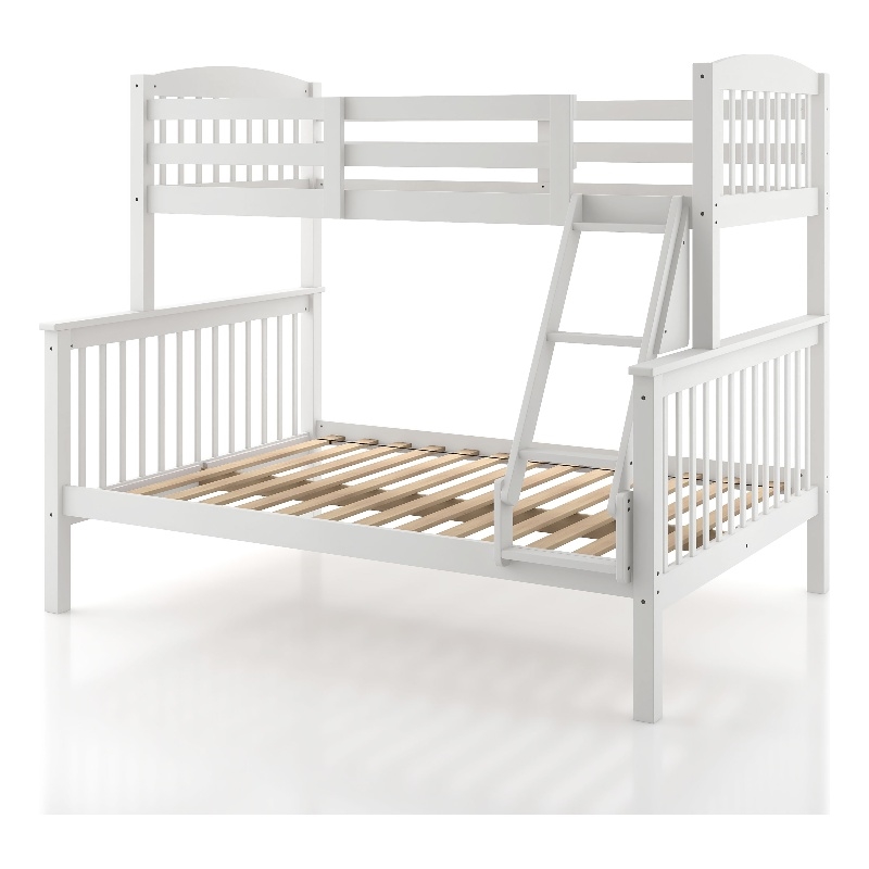 Furniture of America Tales Wood Twin over Full Bunk Bed with Ladder in White