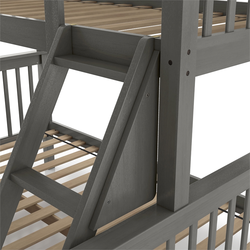Furniture of America Tales Wood Twin over Full Bunk Bed with Ladder in Gray