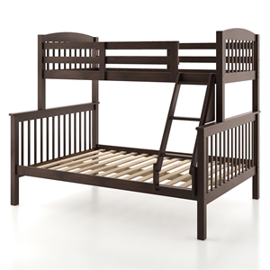 Furniture of America Tales Wood Twin over Full Bunk Bed with Ladder in Brown