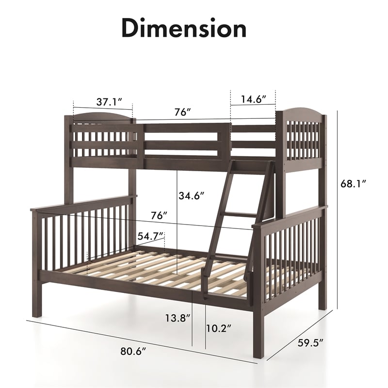 Furniture of America Tales Wood Twin over Full Bunk Bed with Ladder in Brown