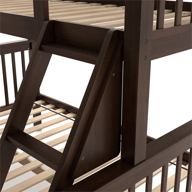 Furniture of America Tales Wood Twin over Full Bunk Bed with Ladder in Brown
