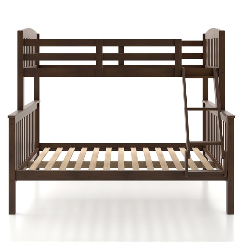Furniture of America Tales Wood Twin over Full Bunk Bed with Ladder in Merlot