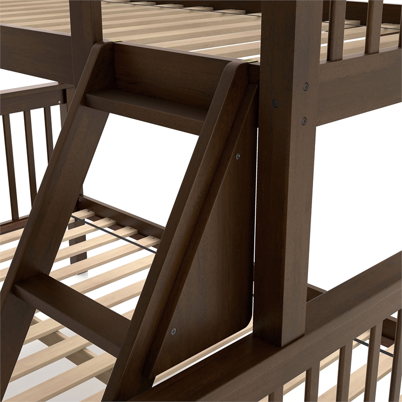 Furniture of America Tales Wood Twin over Full Bunk Bed with Ladder in Merlot