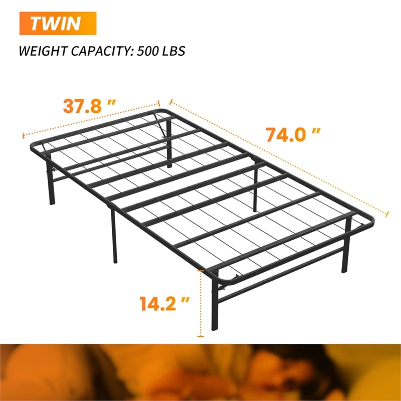 Furniture of America Umber Metal Foldable Twin Bed Frame in Black