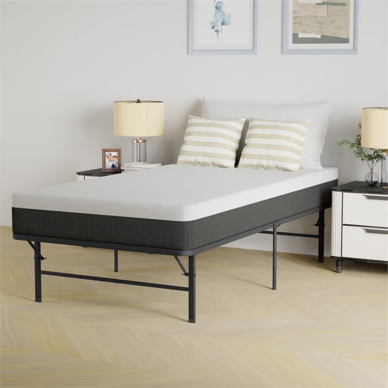 Furniture of America Umber Metal Foldable Twin Bed Frame in Black