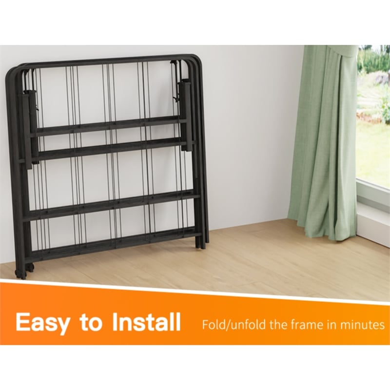 Furniture of America Umber Metal Foldable Twin Bed Frame in Black
