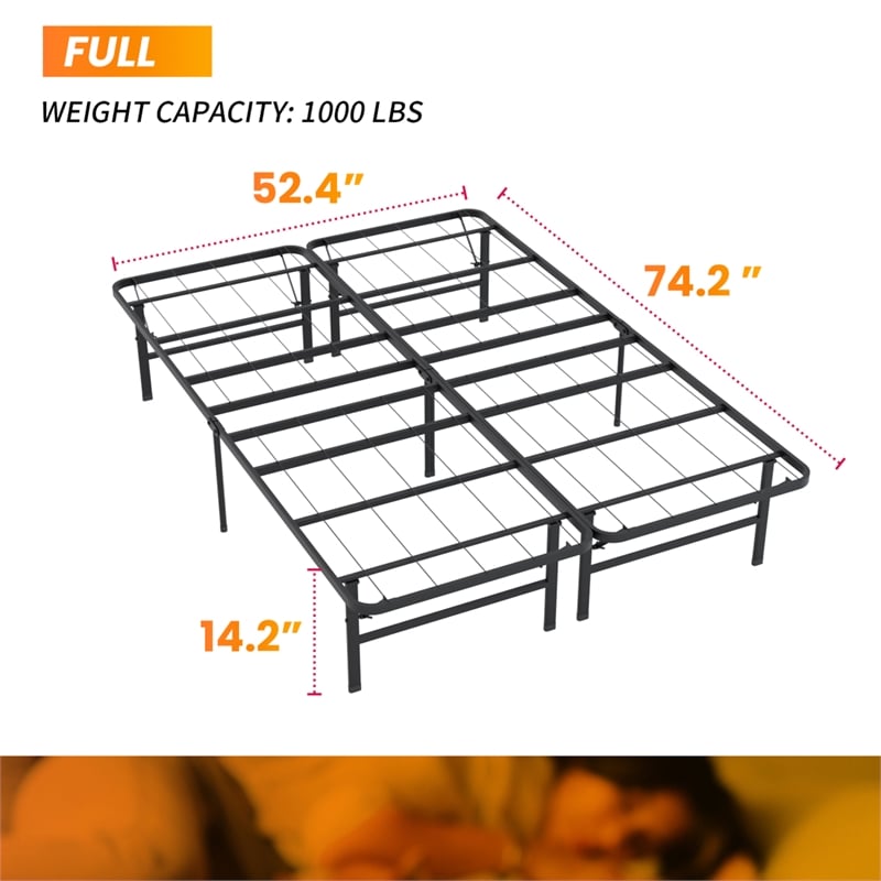 Furniture of America Umber Metal Foldable Full Bed Frame in Black