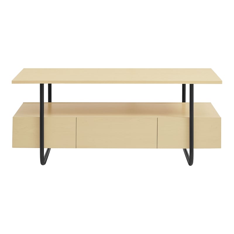 Furniture of America Parte Wood Multi-Storage Coffee Table in Light Maple