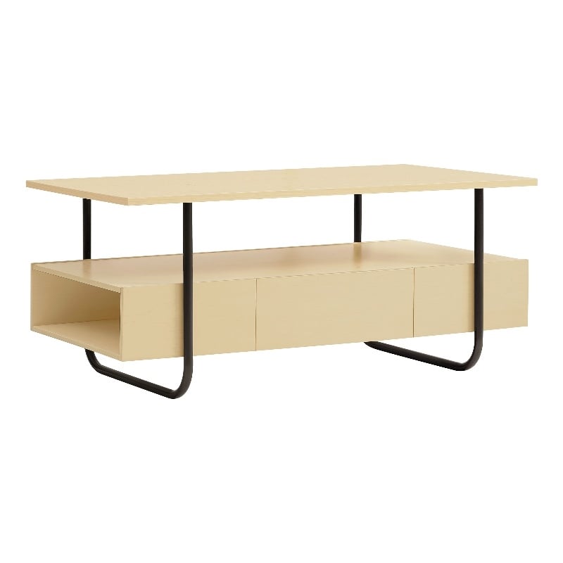 Furniture of America Parte Wood Multi-Storage Coffee Table in Light Maple