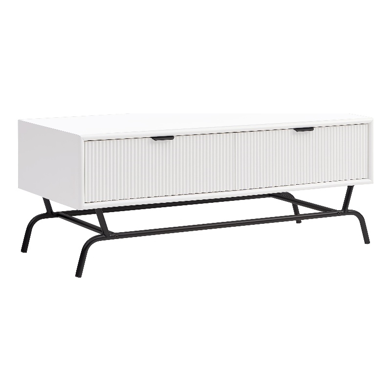 Furniture of America Gleb Wood Storage 2-Drawer Coffee Table in White Pure