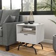 Furniture of America Gleb Wood Storage End Table with USB Port in White Pure