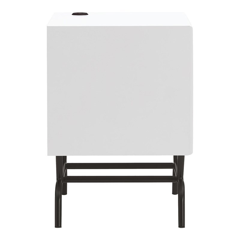 Furniture of America Gleb Wood Storage End Table with USB Port in White Pure