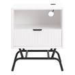 Furniture of America Gleb Wood Storage End Table with USB Port in White Pure