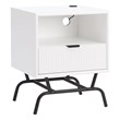 Furniture of America Gleb Wood Storage End Table with USB Port in White Pure