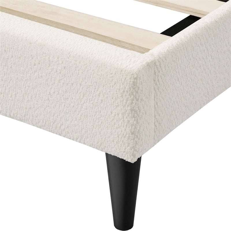 Furniture of America Lila Boucle Fabric Mattress Ready Queen Bed in White