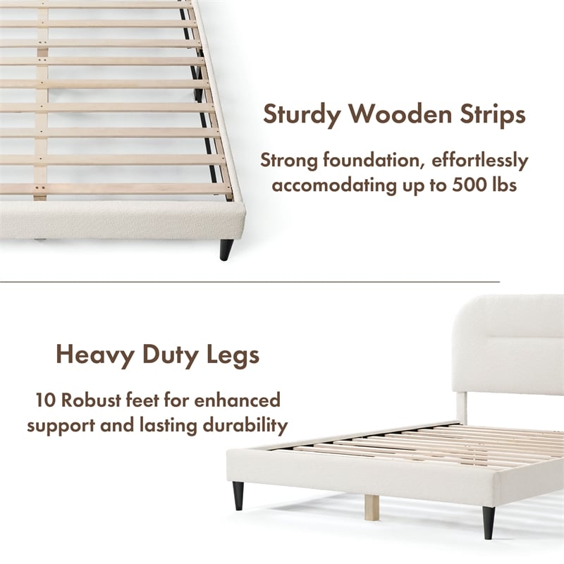 Furniture of America Lila Boucle Fabric Mattress Ready Queen Bed in White
