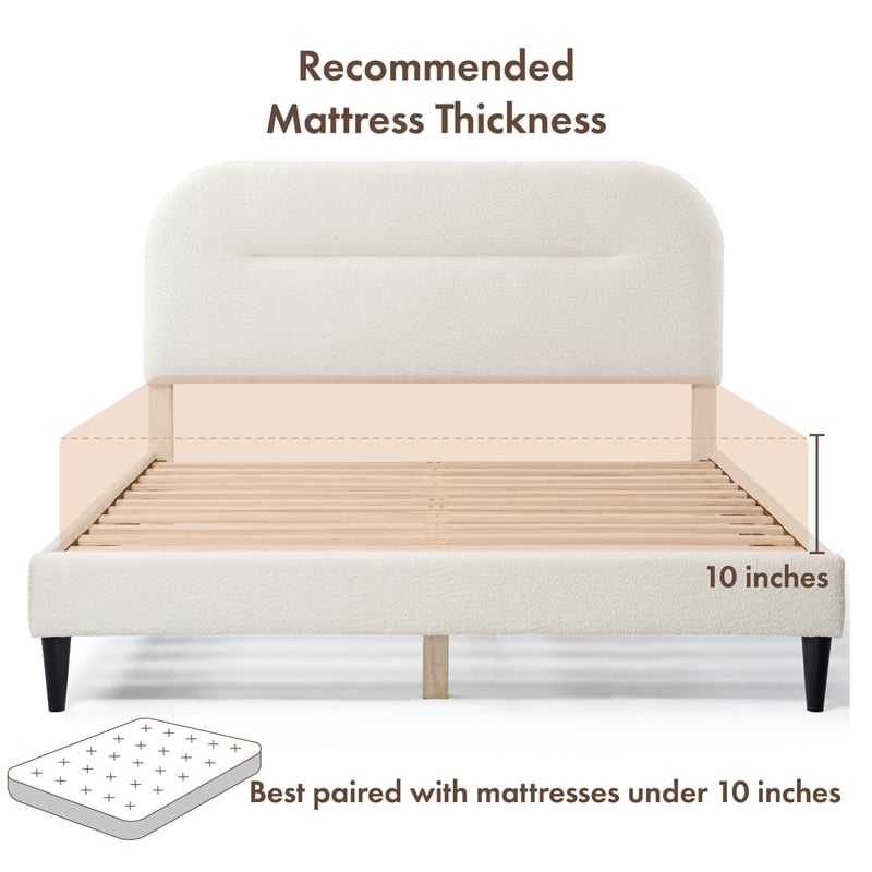 Furniture of America Lila Boucle Fabric Mattress Ready Queen Bed in White